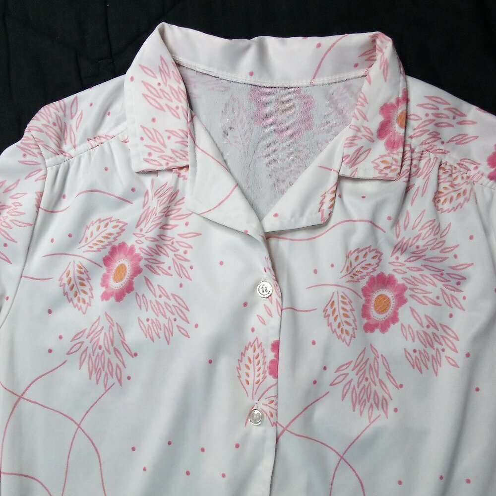 Vintage 70s Abstract Floral Polyester Disco Shirt